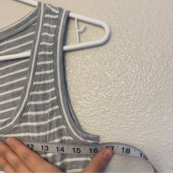 CAbi 5974 Easy Tank Midi Shirt Dress Sleeveless Stretch Ruched Gray White S - Picture 5 of 10